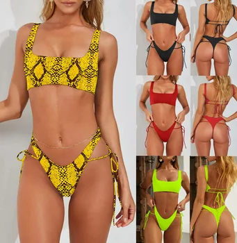 

Women's Separate Swimwear Sexy Bandage Pure Color Bikini