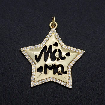

5pcs/lot 29x30mm CZ Zircon DIY Jewelry Star Mama Charm Pendant Wholesale Bracelet Making Charm Necklace Making Charms