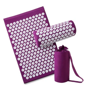 

Acupressure Mats Set Massage Cushions Pillow Yoga Mat Relieve Back Pain Spike Mat Head Neck Foot Anti-stress Needle Massager Bag