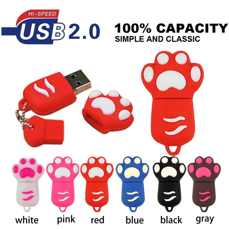 100% реальный объем Usb 2 0 Милая кошка на лодыжке USB флэш накопитель 64 ГБ 6 стилей