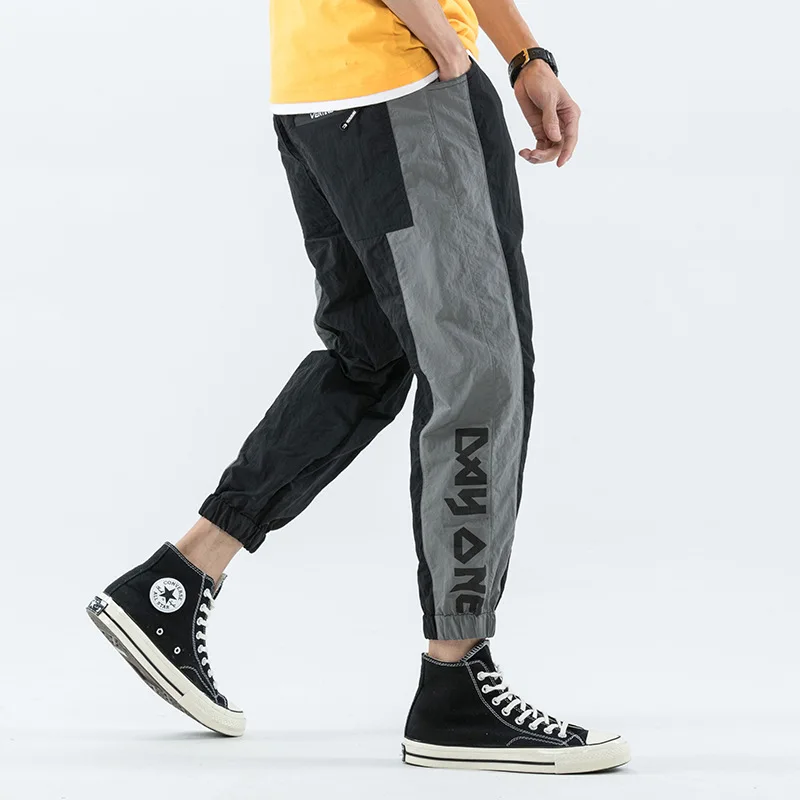 

2019 Spring And Summer New Double Color Workwear Men's Shawn Harem Pants INS Contrast Color Lettered Beam Leg Casual Fashion Man