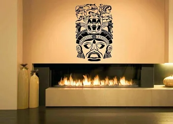 

Vinyl Wall Sticker Art Maya Aztec Mask Tribal Face Design Mural Living Room Bedroom Home Decoration GXL25