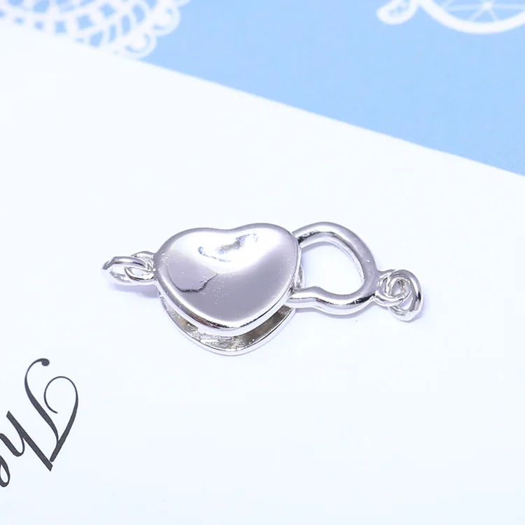 

New Heart Style Beautiful Nice Quality 925 Sterling Silver Necklace Bracelet Clasps and Hooks Jewelry Accessory Parts Settings