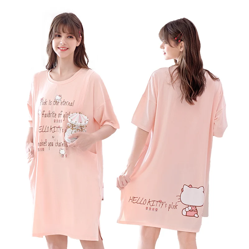YATEMAO Платье для кормящих мам Одежда для грудного вскармливания для беременных женщин Хлопковая пижама для беременных ночная рубашка - Цвет: 1195 pink dress