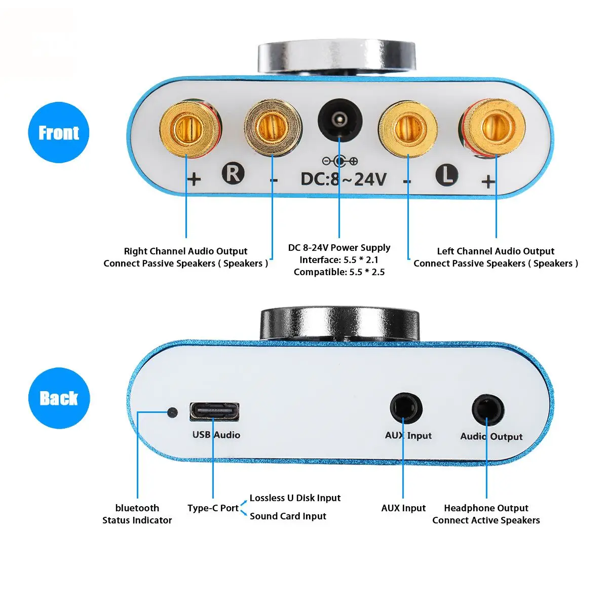 Drahtlose Bluetooth 5.0 Digital Power Audio-Verstärkerplatine AMP APP 12V/24V 