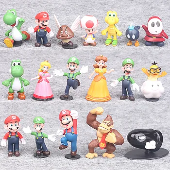

18pcs/set Super Mario Cake Baking Doll Games Decoration Doll Model Toys for Kids