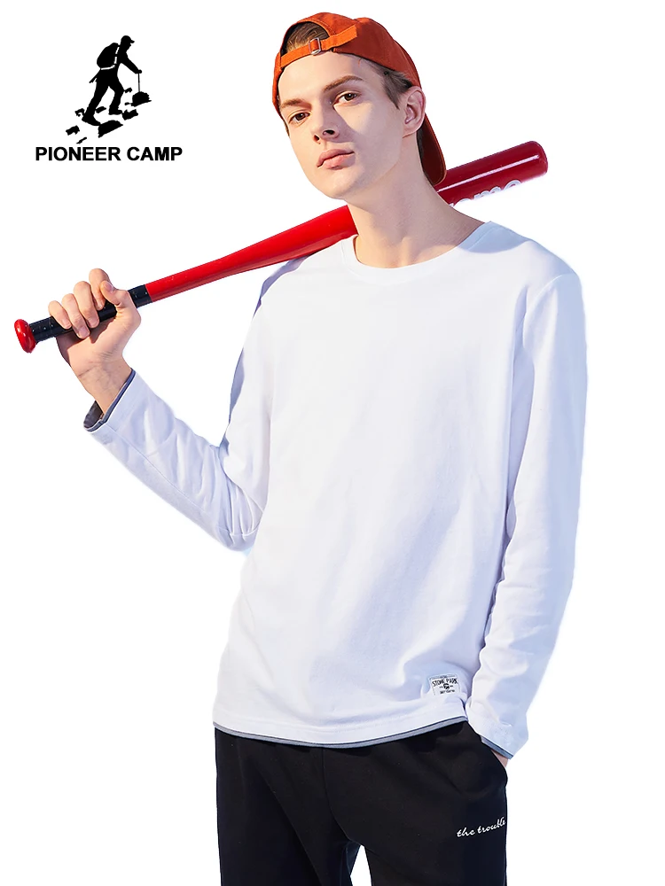 

Pioneer Camp 2020 Spring New T-shirts Mens 100% Cotton Solid Color Golden Embroidery Sportwear Hip Pop Mens Top Tees ACT0101104