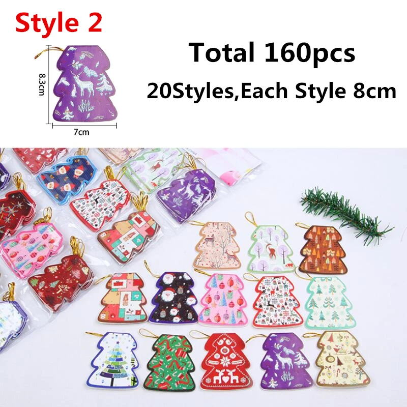 Style 2 LBSISI Life 160 шт. украшения для рождественской елки, рождественская подвеска, Золотая открытка, поздравительные открытки, рождественские украшения для дома - Цвет: Style 2