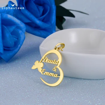 

Custom Necklace Butterfly Heart Shape Pendant Stainless Steel Collar Chain Personalized Name Choker Necklaces for Women Jewelry