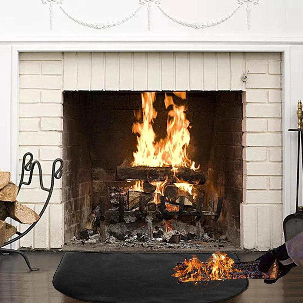 

Household Fire Blanket, Fire Pit Mat, Polyester Fiber Semicircular Fireplace, Fireplace Area, Carpet Trim, Non-Slip Mat