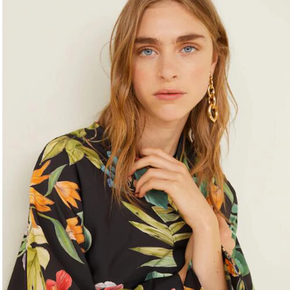 Boho свободные тонкие с принтом тропические кимоно тренчи длинные пальто для женщин Шарм элегантность Femme черное пальто повседневная жизнь Дата Подарок