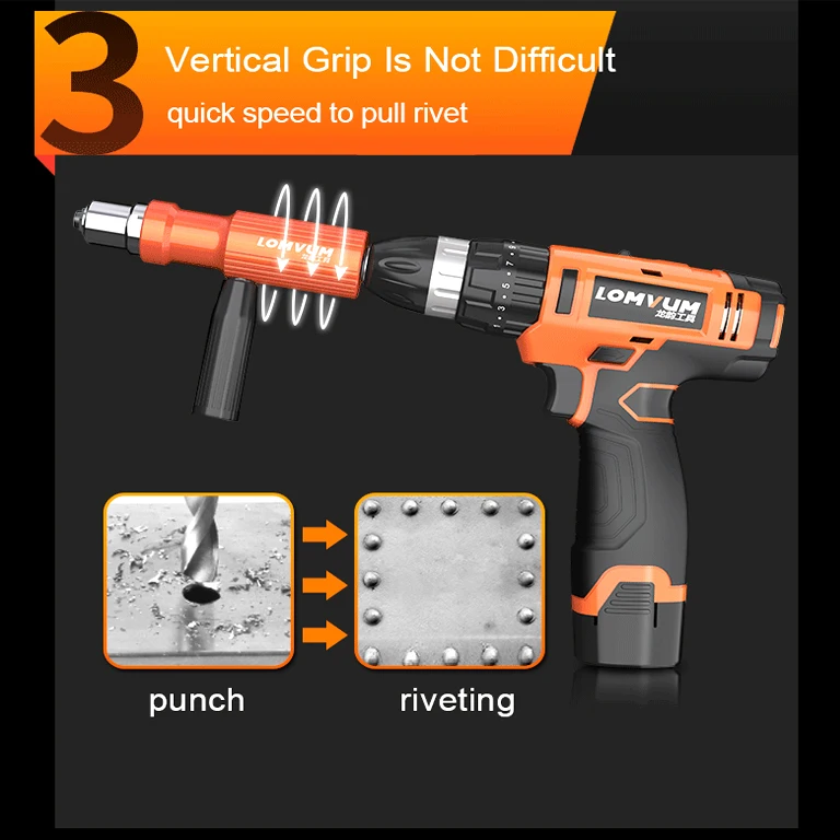 LOMVUM беспроводной клепальный пистолет электродрель инструменты комплект клепальный адаптер вставка гайка инструмент клепальная Дрель адаптер 2,4 мм-4,8 мм