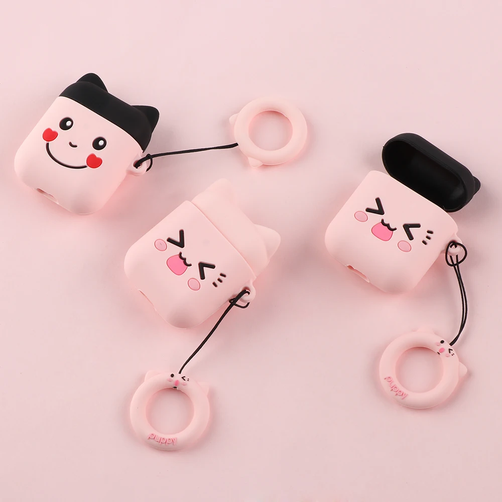 Kawaii мультяшный наушник противоударный чехол для кожи любовь Улыбка кошка из мягкого силикона чехол беспроводной защитный чехол для Apple Airpods