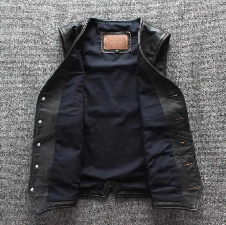 男性 本革ベスト オートバイバイカー レザーベスト メンズリアルレザー