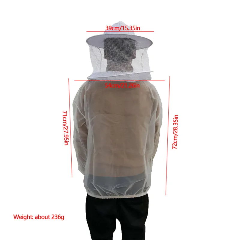 Professional Beekeeper Jacket Transparent Ultra-Thin Lightweight Breathable Beekeeping Protective Suit Equipment with Hooded Vei