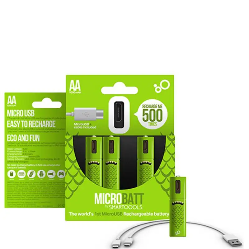 4 шт USB перезаряжаемая AA батарея 1,2 V 1000MAH Ni-MH