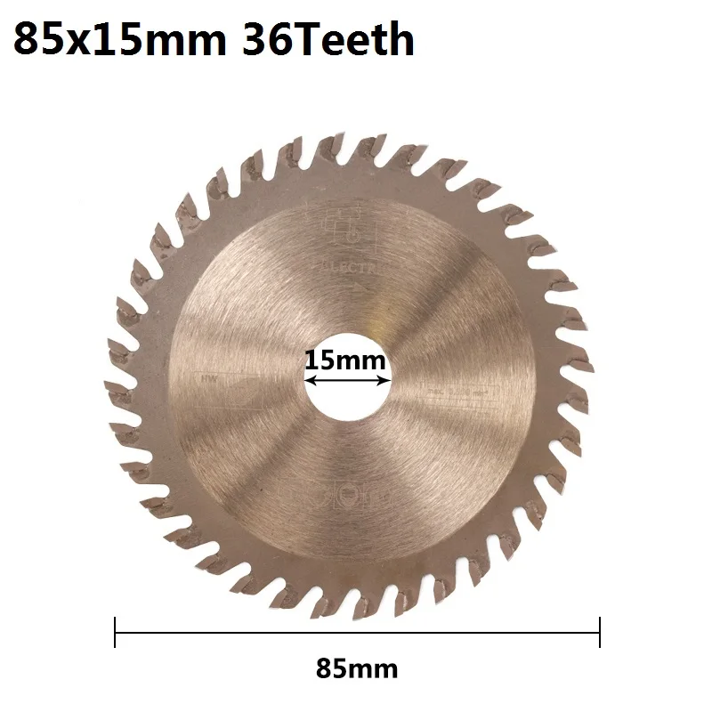 XCAN 1 шт. 85x10 мм/85x15 мм 24T 30T 36T ticncoated циркулярная пила по дереву лезвие мини TCT пила твердосплавный режущий диск - Цвет: 85x15mm 36T