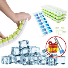 14 полости кубики льда силиконовые формы шоколада плесень лоток производители кубиков льда коробка с крышкой напиток желе Замороженные кухонные принадлежности, формочки
