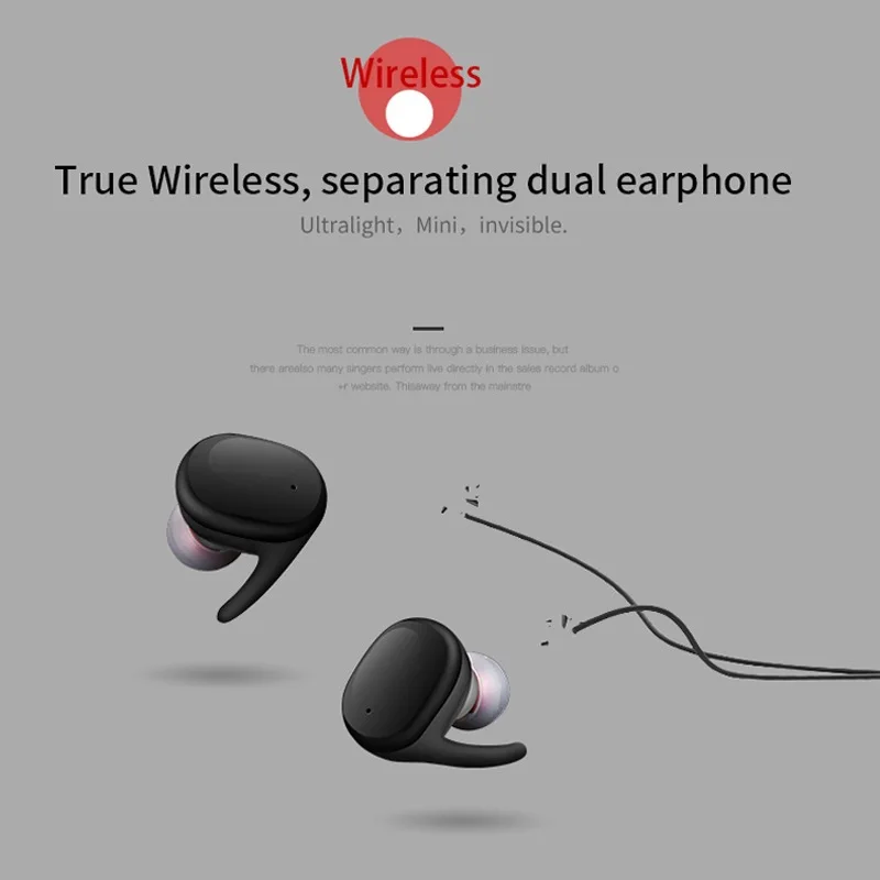 TWS Binaural Wireless Touch Sensing Bluetooth Headset with Charging Box Stereo Bluetooth Earphones with Mic