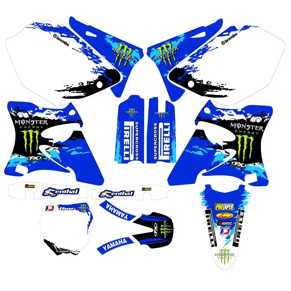 

For YAMAHA YZ125-YZ250 2002-2014 New Full Graphics Decals Stickers Custom Number Name 3M Bright Matte Stickers Waterproof