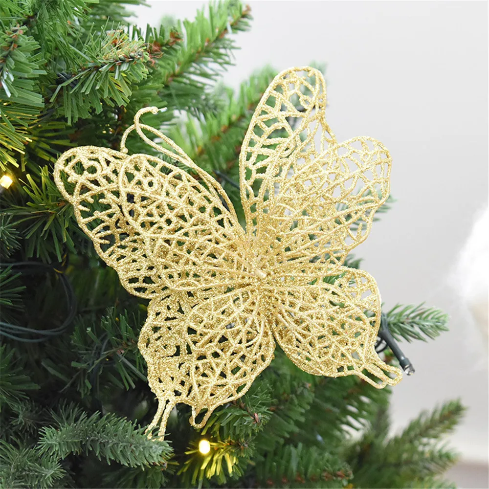 Искусственные бабочки Рождественская елка украшения для дома Рождественская елка новогодний декор Navidad 6 шт