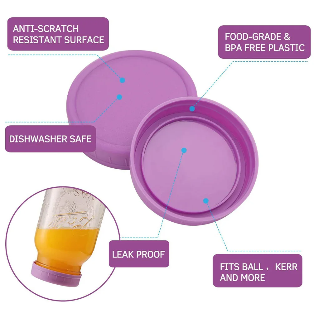 16Pcs Regular Wide Mouth Canning Jar Lids 70mm 86mm Plastic Storage Caps Leak-proof Sealing Cover