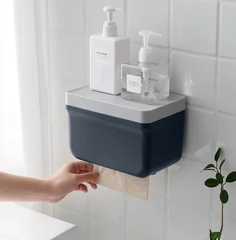 

Waterproof Toilet Paper Holder Shelf Double-layer Wall Mount Roll Paper Tube Storage Box Creative Tray Bathroom Tissue Box