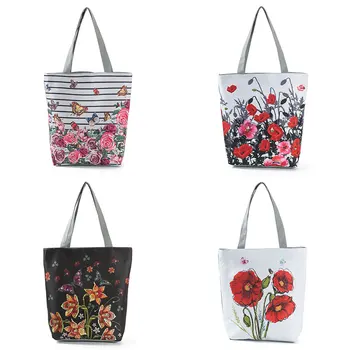 

Female Tote Handbag Print Shoulder Bags Daily Use Eco Shopping Bag Casual Summer Beach Bag Women Shoulder Bag Canvas Women