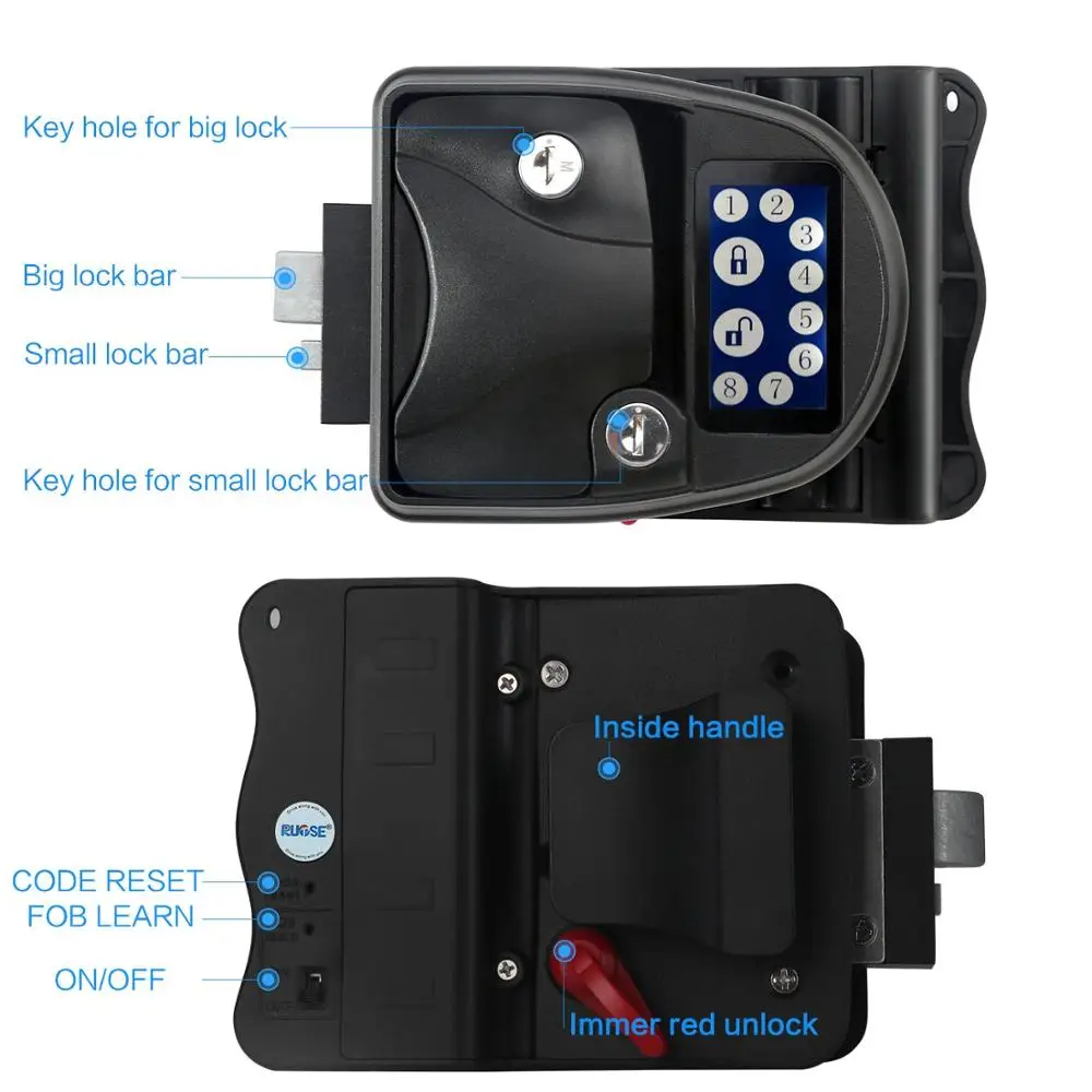 Сенсорный экран RV Keyless дверной замок с ручкой для кемпера трейлер защелка с клавиатурой и Fob 20 м беспроводной пульт дистанционного управления металлическая задняя панель