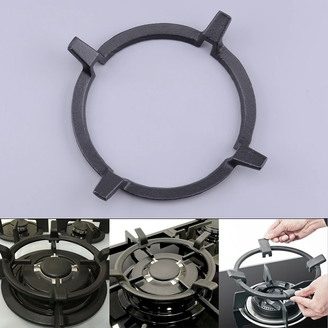 Черная чугунная Подставка Для Сковороды Wok кольцо для универсальной плиты