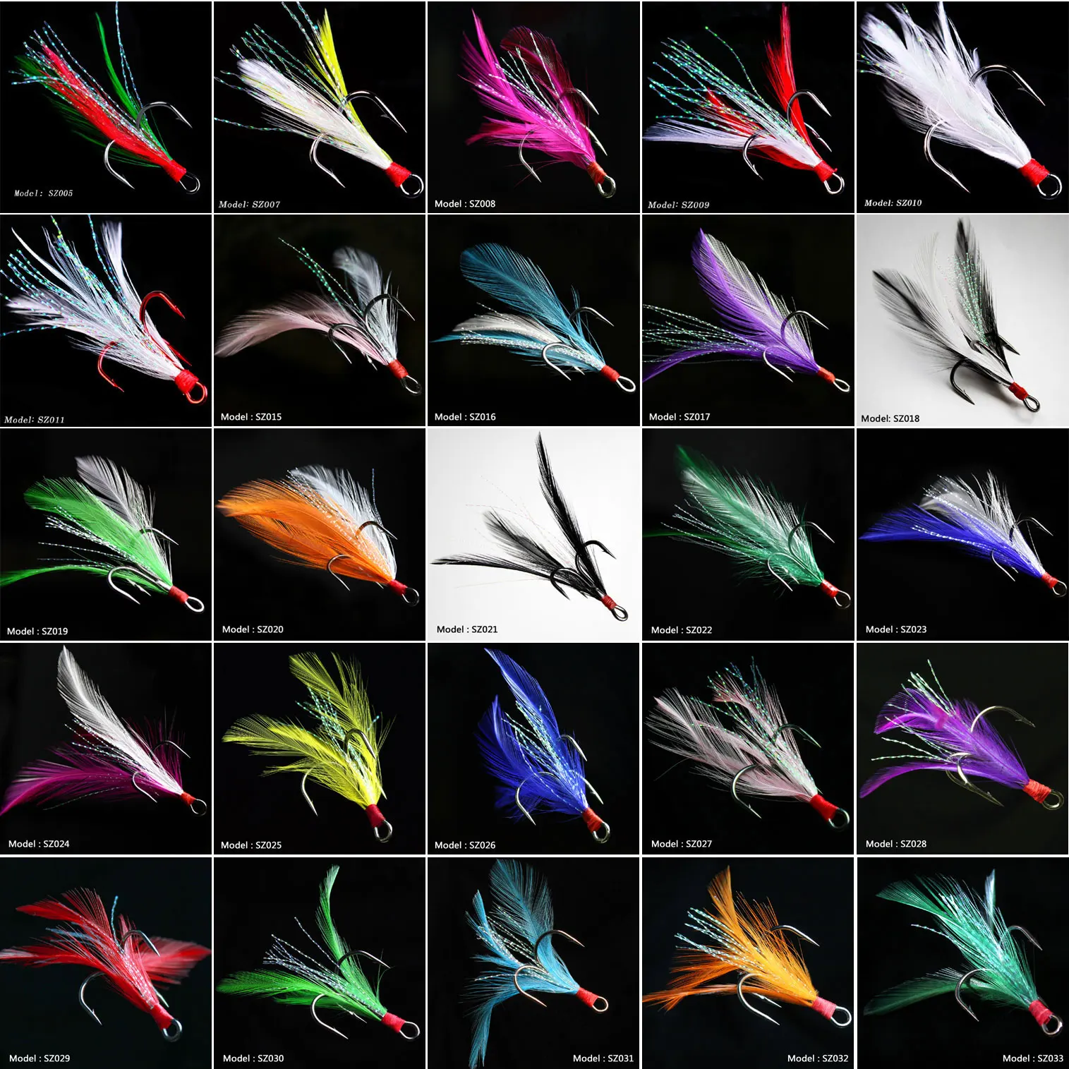 20pcs/lot Fish hook 2 4 6 8 10# Black /Red Fly Fishing Hook with 25 Colors Feather Fishing Tackle High Carbon Steel Barbed Hooks