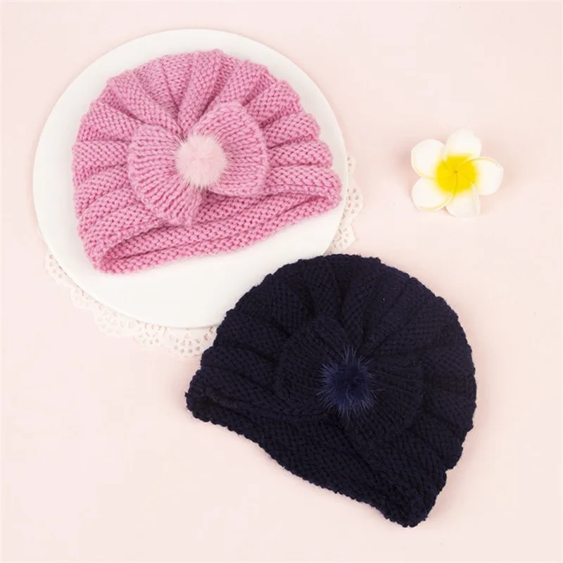 baby accessories box New Baby Hats Autumn Winter Warm Girl Boy Toddler Infant Kids Beanies Cap Unisex Solid Bow Knitted Hat Newborn Photography props baby stroller toys