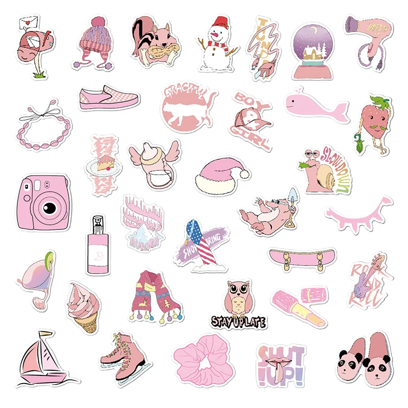 35 шт мультфильм простой розовый VSCO девушки Kawaii наклейки для детей игрушка