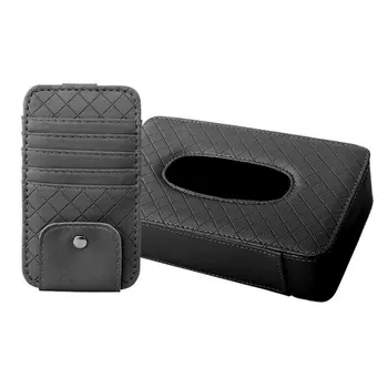 

Multi-functional Car Styling Tissue Box Paper Card Holder Set Bill Clip Auto Fashion Accessories