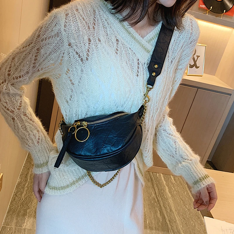 Fashion Quality Leather Small Bags For Women New Chain Shoulder Messenger Bag Simple Waist Pack Lady Handbags And Purses