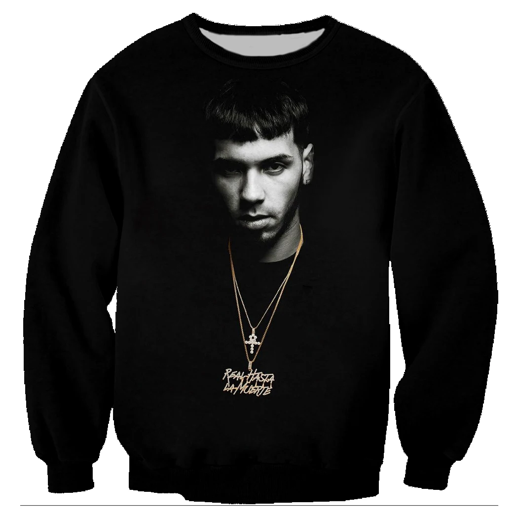 Поп-Певец ANUEL AA 3D принт Толстовка Черный Рок уличная толстовка мужская одежда повседневный спортивный костюм куртка негабаритных 5X