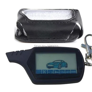 

A91 2-way LCD Remote Control Key Fob Chain + Leather Key Case for Vehicle Security 2 Way Car Alarm System Starline A91 Keychain