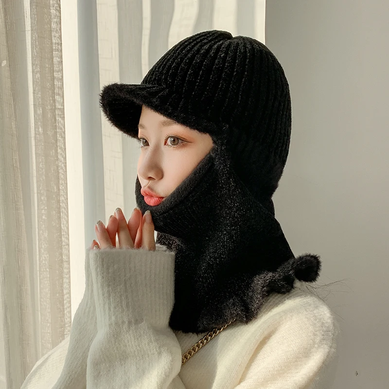 Winter Hat Women Warm Skullies Beanies Hat Face Neck Protection Balaclava Mask Gorras Bonnet Casual Knitted Hat Ski Cap
