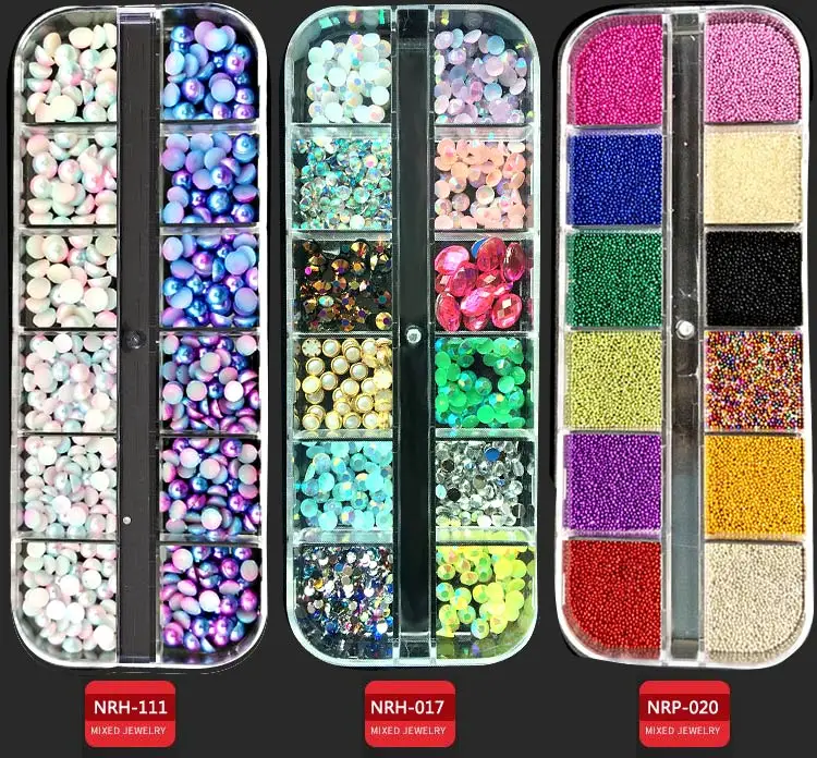 1 Box Nail Art Decorations Nail Rhinestones Mixed Colors AB Crystal Strass 3D Charm Gems DIY Rivet nails Manicure Accessories