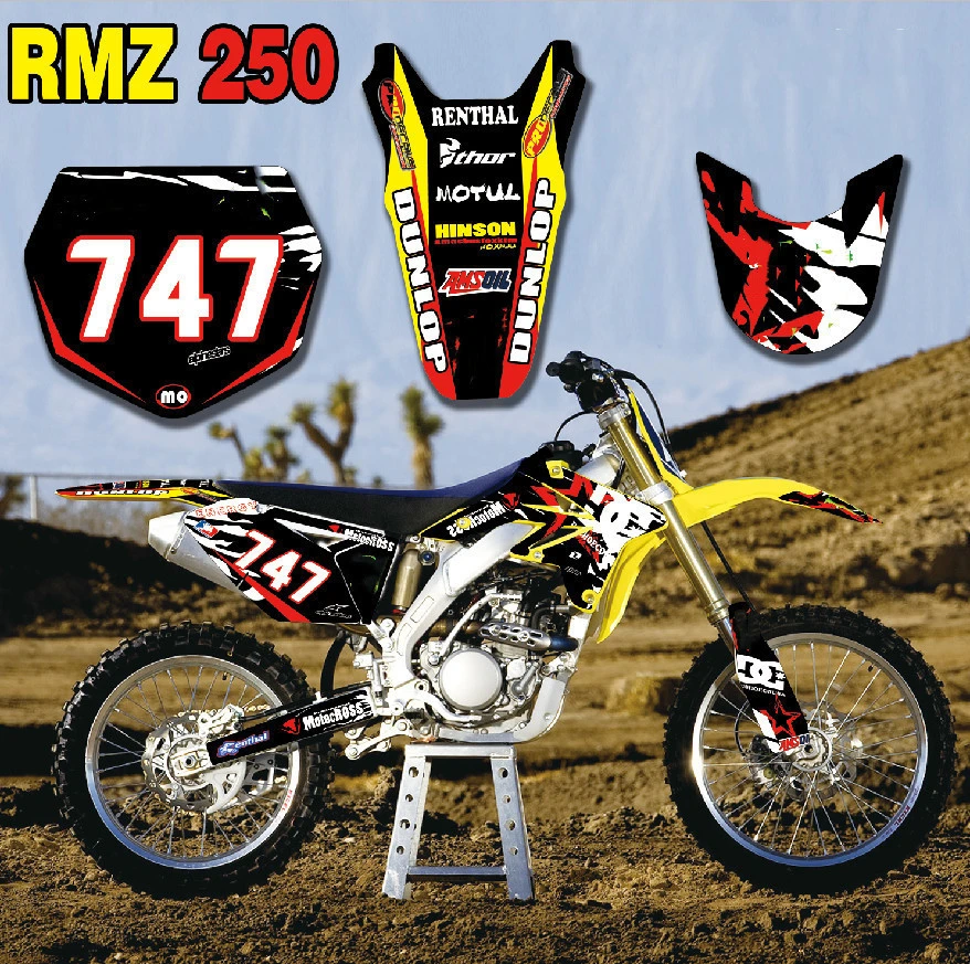 6 Styles Customized Rmz 250 2009-2007 Graphics Decals Background Motocross  Stickers Kit For Suzuki 250rmz 2007 2008 2009 Rmz-250 - Decals \u0026 Stickers -  AliExpress