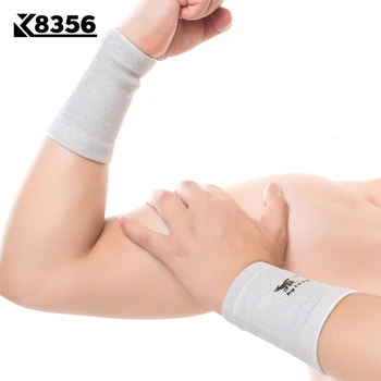 

K8356 1Pair Bamboo Charcoal Wrist Support Sweat-absorbent Breathable Wrist Wraps Volleyball Tennis Sports Safety Wristband Gray