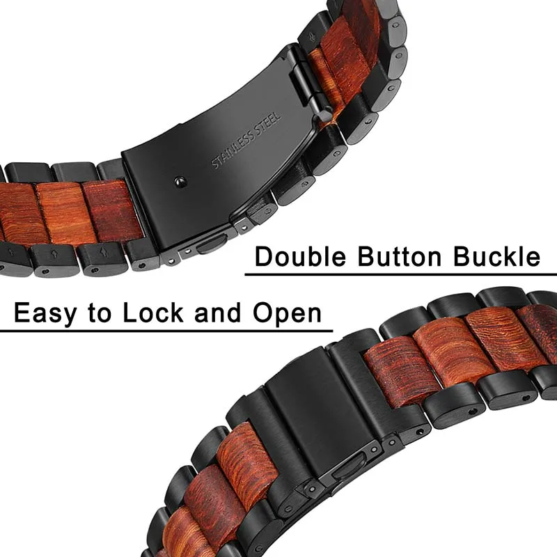 Ремешок из натурального дерева и нержавеющей стали для часов iWatch Apple Watch Series 5 4 3 2 1 44 мм 42 мм 40 мм 38 мм красный ремешок из сандалового дерева