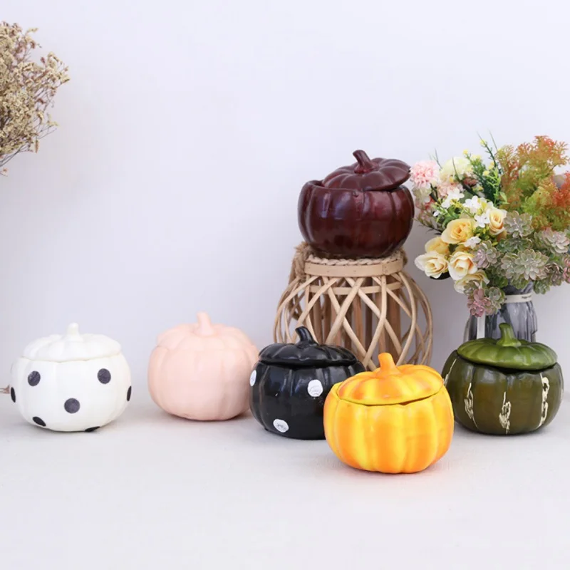 

New Artificial Foam Pumpkin Storage Box With Lid Candy Jar Snack Container Gift Holders Halloween Decorations
