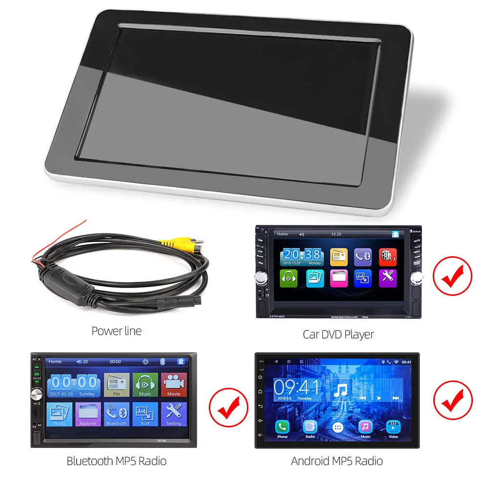 Обычная подушка дисплей TFT-LCD ультра-тонкие транспортные средства заднего вида монитор изображения прочный DC 12 В автомобильный монитор