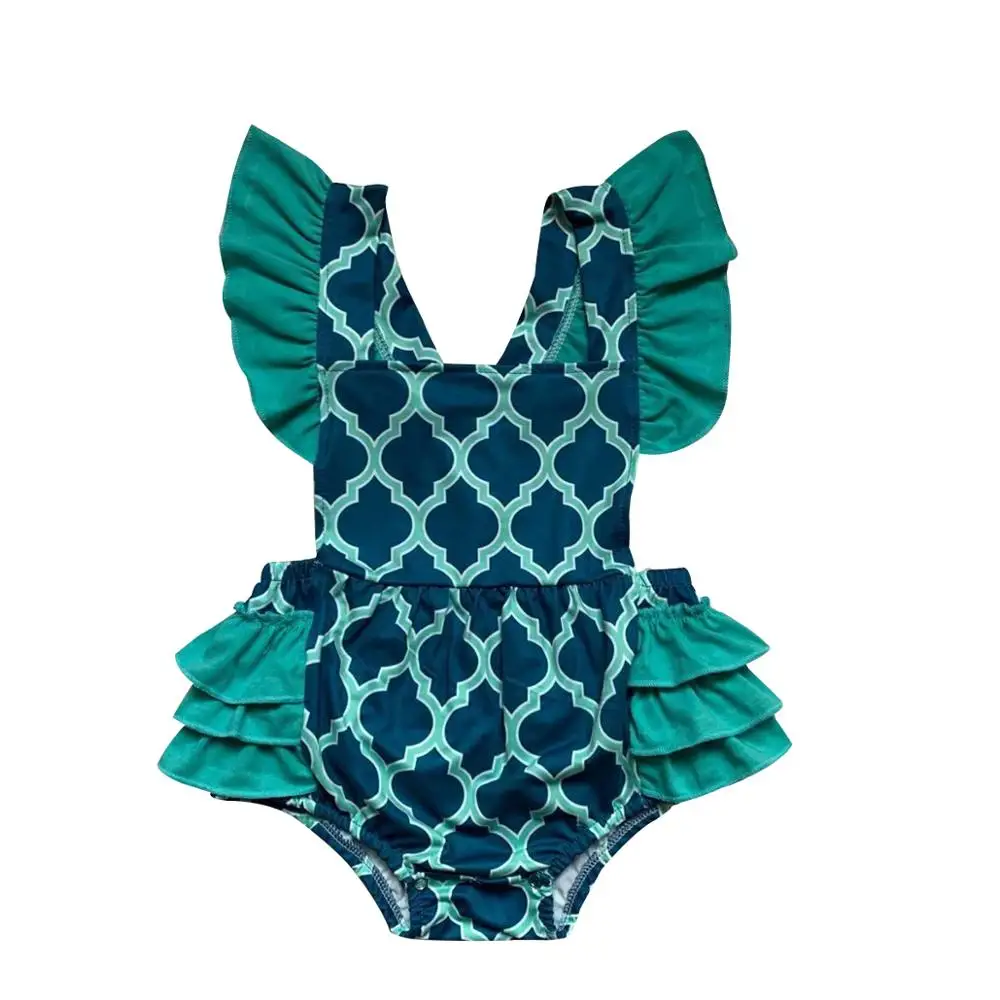 

Summer sleeveless romper for cute baby with ruffle decoration