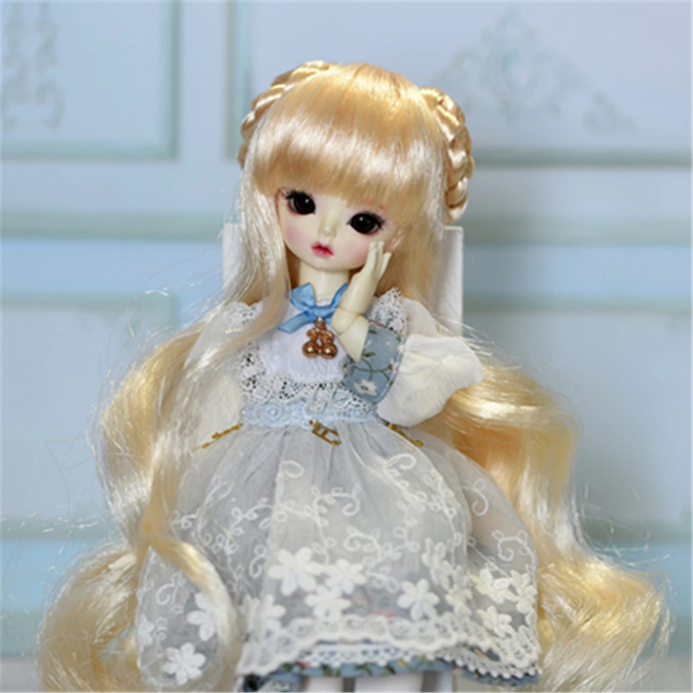 

New Arrival Golden BJD SD Hair 1/3 1/4 1/6 High Temperature Fiber Braid Hair Long Curly Doll Wig Doll Accessories