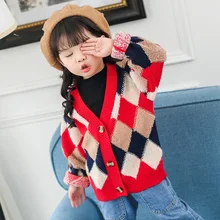 Свитер для мальчиков и девочек; кардиганы для маленьких девочек; трикотажный Детский свитер с длинными рукавами и v-образным вырезом; пальто