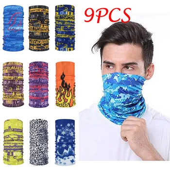 

9PCS Magic Scarf Outdoor Headwear Bandana Sport Tube UV Face facemask Workout Hiking reusable face-mask Fashion Mouth Scarf