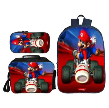 

Designer Super Mario 3D Printing Backpacks For Boys Girls Kid 3Pcs/Set School Bag Bookbag Children Mochila Escolar