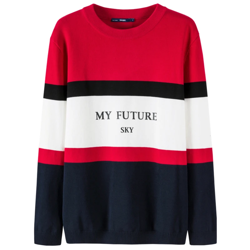 Red and white Semir свитер мужской осенне-зимний, теплый, полосатый свитер персонализированный свитер с принтом Корейская версия джемпер - Цвет: Red and white